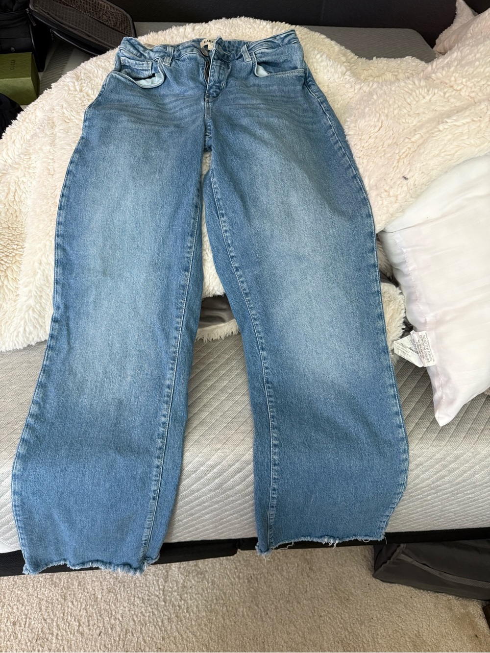 L'AGENCE Light Blue Boyfriend Wide-Leg Jeans